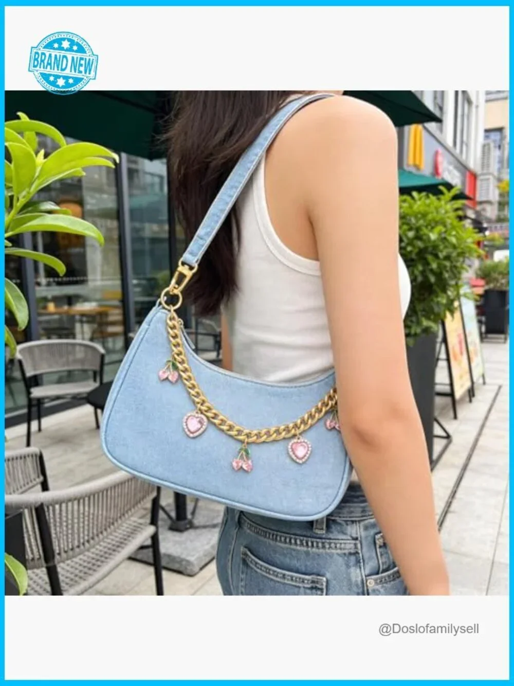 Gold Purse Chain Extender with Charms Bag Strap Accessory Keychain